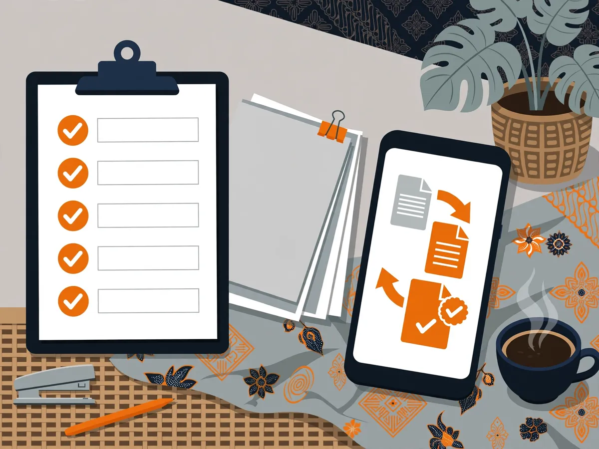 Checklist berkas lamaran kerja yang diperiksa satu per satu sebelum lamaran dikirim